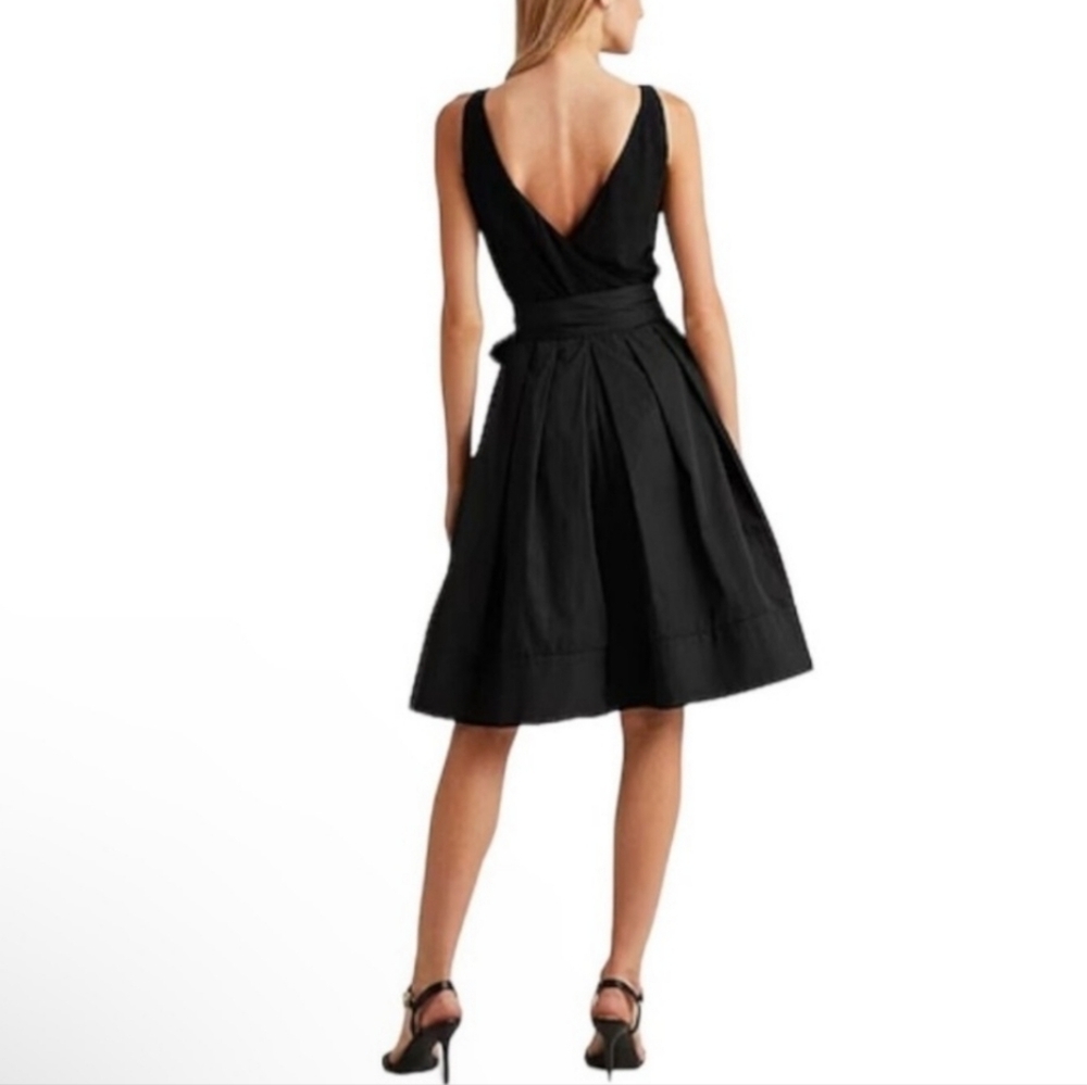 LRL RALPH LAUREN Black Sleeveless Dress Tafetta Full Skirt, Bow, Pockets Size 12 - Picture 2 of 11